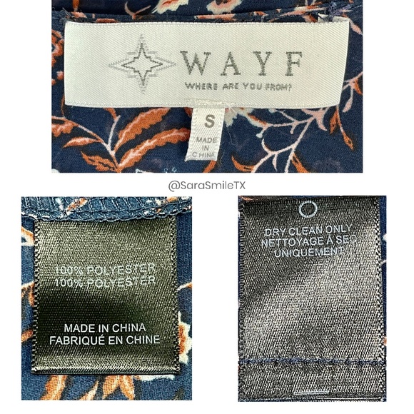 WAYF Navy Floral Print Tassel Tie Long Sleeve Peasant Top - Picture 11 of 11